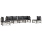 6 pcs conjunto lounge de jardim c/ almofadões vime PE antracite