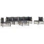 7 pcs conjunto lounge de jardim c/ almofadões vime PE antracite