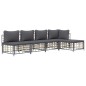 5 pcs conjunto lounge de jardim c/ almofadões vime PE antracite