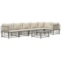 7 pcs conjunto lounge de jardim c/ almofadões vime PE antracite