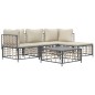 4 pcs conjunto lounge de jardim c/ almofadões vime PE antracite