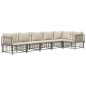 6 pcs conjunto lounge de jardim c/ almofadões vime PE antracite