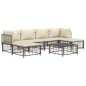 7 pcs conjunto lounge de jardim c/ almofadões vime PE antracite