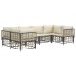 6 pcs conjunto lounge de jardim c/ almofadões vime PE antracite