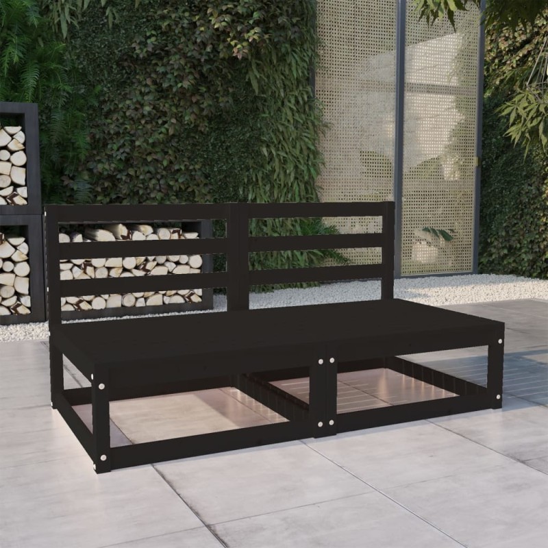 Sofá de 2 lugares para jardim pinho maciço preto-Sofás para exterior-Home Retail