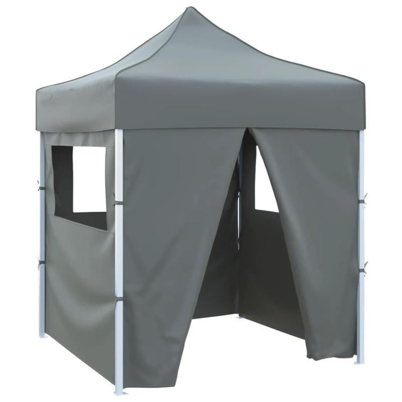 Tenda dobrável profissional festas 4 paredes 2x2m aço antracite-Toldos e gazebos-Home Retail