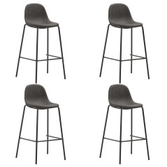 Cadeiras de bar 4 pcs tecido cinzento-escuro