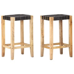 Bancos de bar 2 pcs 75 cm couro genuíno preto