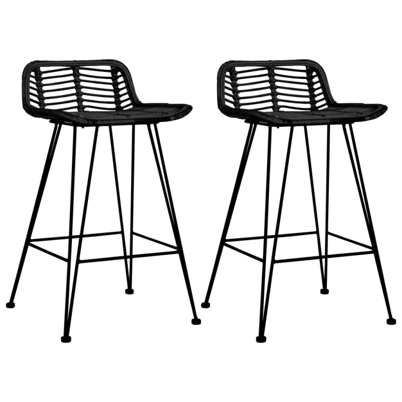 Cadeiras de bar 2 pcs vime preto-Bancos de bar-Home Retail