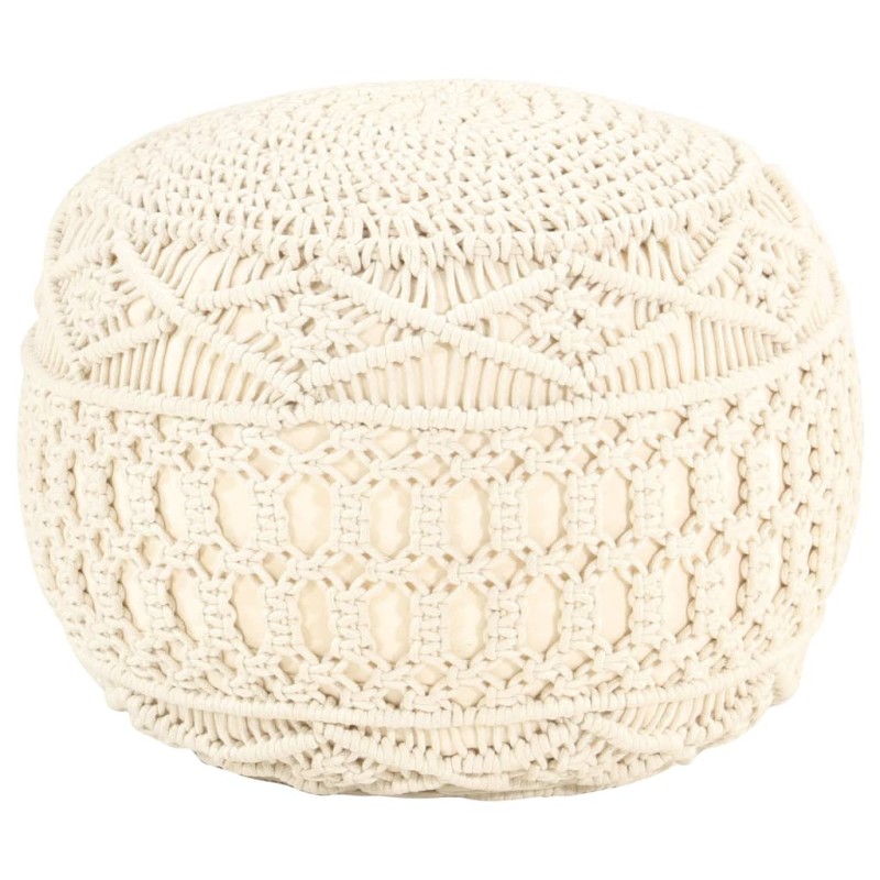 Pufe artesanal macramé 45x30 cm algodão-Pufes-Home Retail