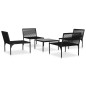 5 pcs conjunto lounge de jardim c/ almofadões PVC preto