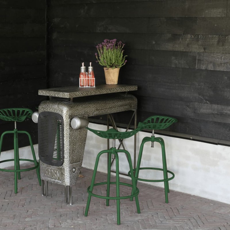 Esschert Design Cadeira de bar industrial verde-Bancos de bar-Home Retail