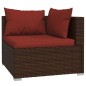 12 pcs conjunto lounge jardim c/ almofadões vime PE castanho