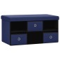 Banco de arrumação dobrável 76x38x38 cm linho falso azul