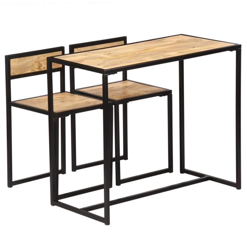 Conjunto de jantar 3 pcs madeira de mangueira maciça-Conjuntos de móveis para cozinha e sala de jantar-Home Retail