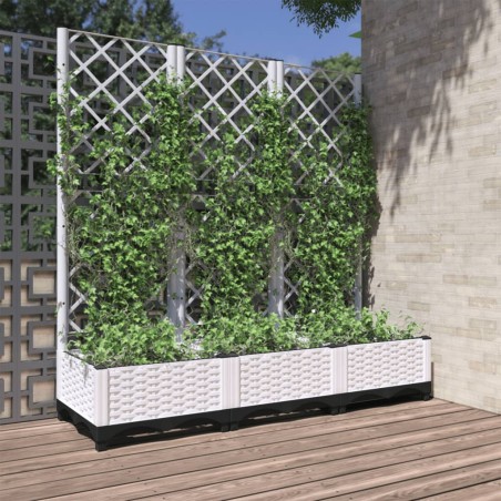 Vaso/floreira jardim c/ treliça 120x40x121,5 cm PP branco