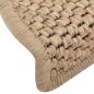 Tapetes escada adesivos aspeto sisal 15 pcs 56x17x3cm cor areia