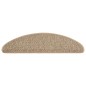 Tapetes escada adesivos aspeto sisal 15pcs 65x21x4 bege-escuro