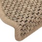 Tapetes escada adesivos aspeto sisal 15pcs 65x21x4 bege-escuro