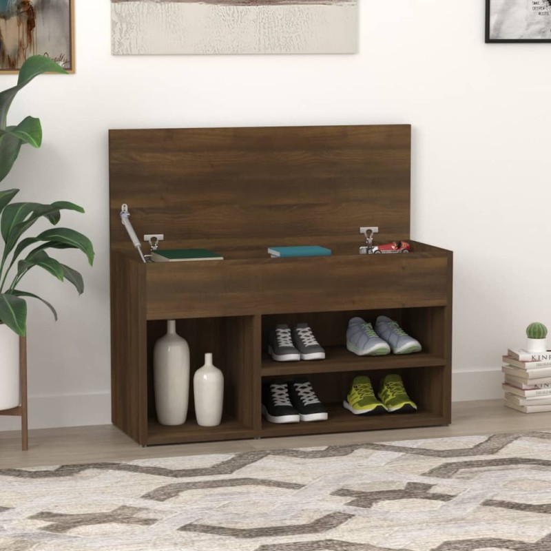 Banco sapateira 80x30x45cm derivados madeira carvalho castanho-Sapateiras e organizadores-Home Retail