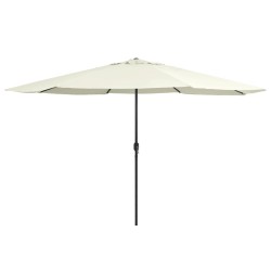 Guarda-sol de exterior com mastro de metal 390 cm branco areia