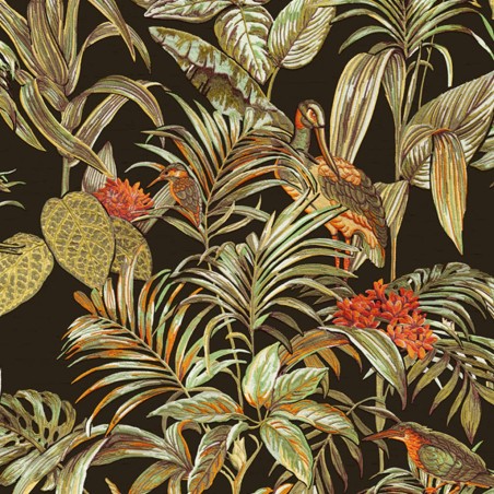 DUTCH WALLCOVERINGS Papel de parede Bird-of-Paradise cor preto