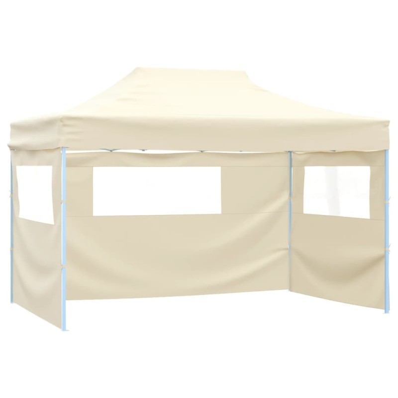 Tenda dobrável profissional festas 3 paredes 3x4m aço cor creme-Toldos e gazebos-Home Retail