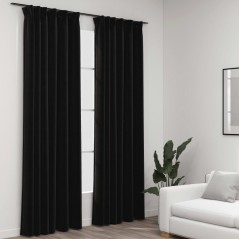 Cortinas opacas aspeto linho + ganchos 2pcs 140x245cm antracite