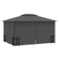 Gazebo com paredes laterais e telhado duplo 3x4 m cor antracite