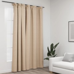 Cortinas opacas aspeto linho com ganchos 290x245 cm bege