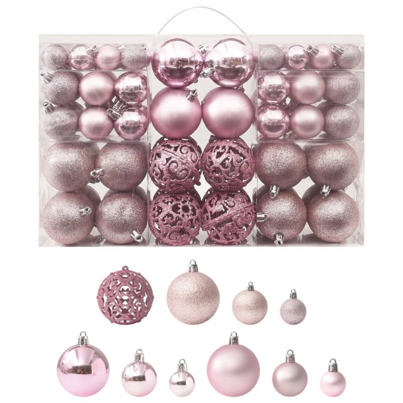 Conjunto de bolas de natal 100 pcs rosa-Enfeites do Feriados-Home Retail