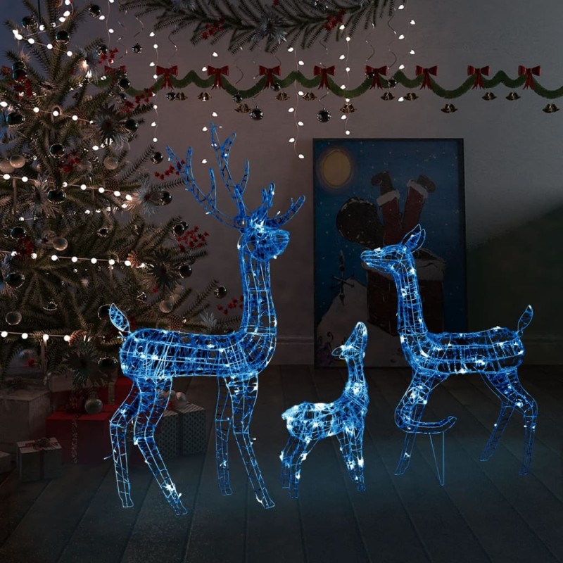 Família de renas decorativa 300 luzes LED azuis acrílico-Luzes de Natal-Home Retail