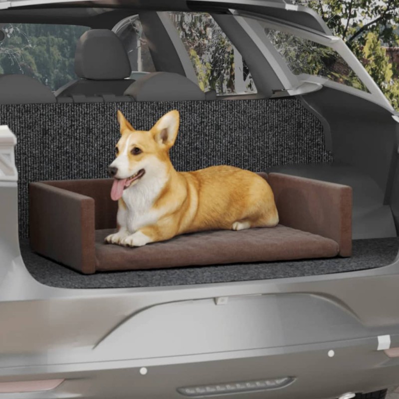 Cama/ninho para bagageira carro 70x45cm aspeto linho castanho-Ninhos para cães-Home Retail