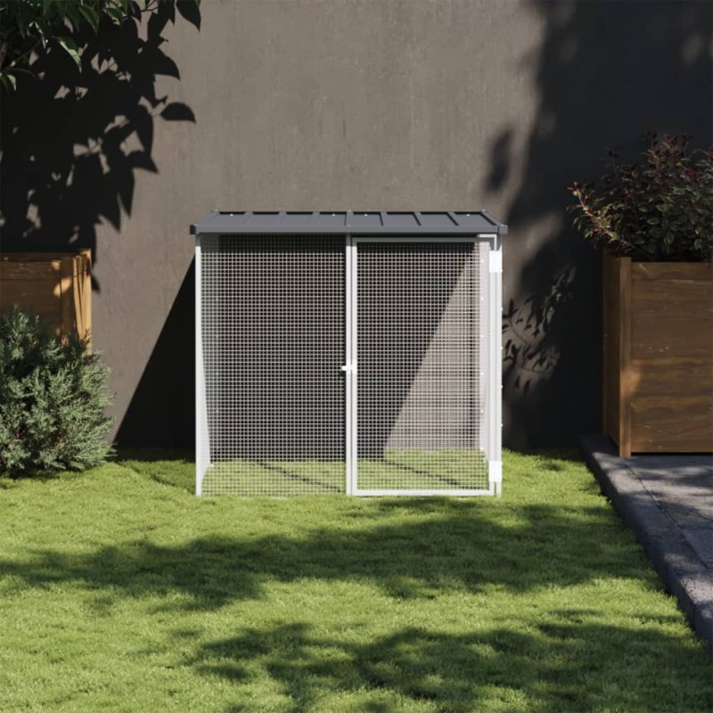 Galinheiro com teto 103x98x90 cm aço galvanizado antracite-Casotas e gaiolas para animais pequenos-Home Retail