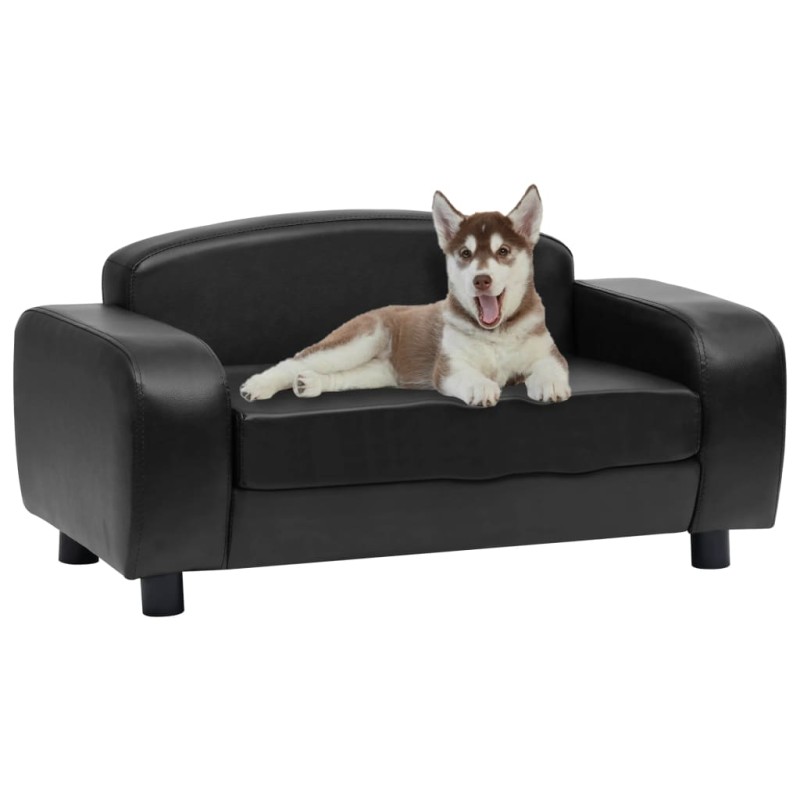 Sofá para cães 80x50x40 cm couro artificial preto-Ninhos para cães-Home Retail