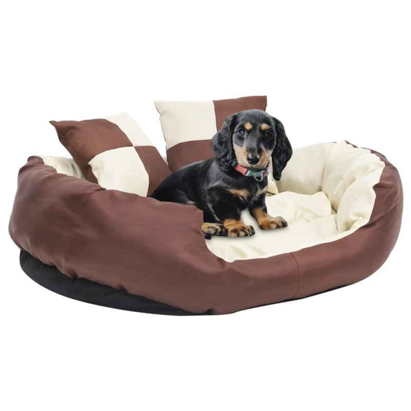 Almofadão p/ cães reversível lavável 85x70x20 cm castanho/creme-Ninhos para cães-Home Retail