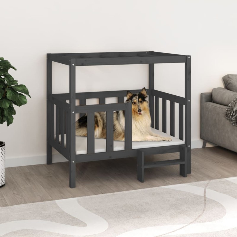 Cama para cães 105,5x83,5x100 cm madeira de pinho maciça cinza-Ninhos para cães-Home Retail