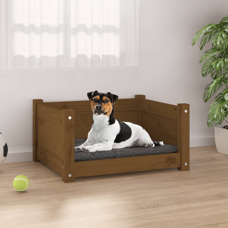 Cama p/ cães 55,5x45,5x28 cm madeira pinho maciça castanho mel-Ninhos para cães-Home Retail