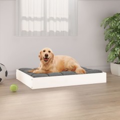 Cama para cães 71,5x54x9 cm madeira de pinho maciça branco