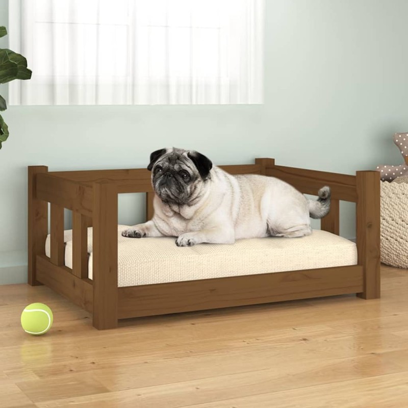 Cama para cães 65,5x50,5x28 cm madeira de pinho castanho mel-Ninhos para cães-Home Retail