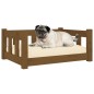 Cama para cães 65,5x50,5x28 cm madeira de pinho castanho mel