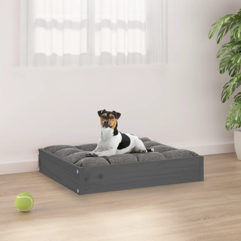 Cama para cães 51,5x44x9 cm madeira de pinho maciça cinza-Ninhos para cães-Home Retail