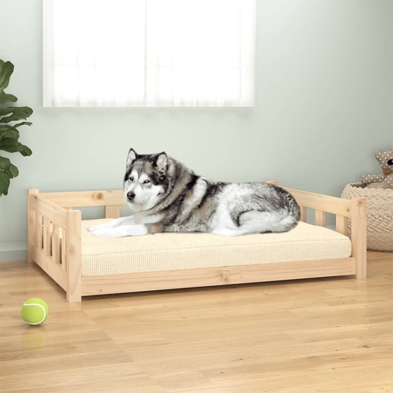 Cama para cães 105,5x75,5x28 cm madeira de pinho maciça-Ninhos para cães-Home Retail