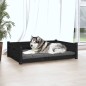 Cama para cães 105,5x75,5x28 cm madeira de pinho maciça preto