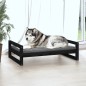 Cama para cães 105,5x75,5x28 cm madeira de pinho maciça preto