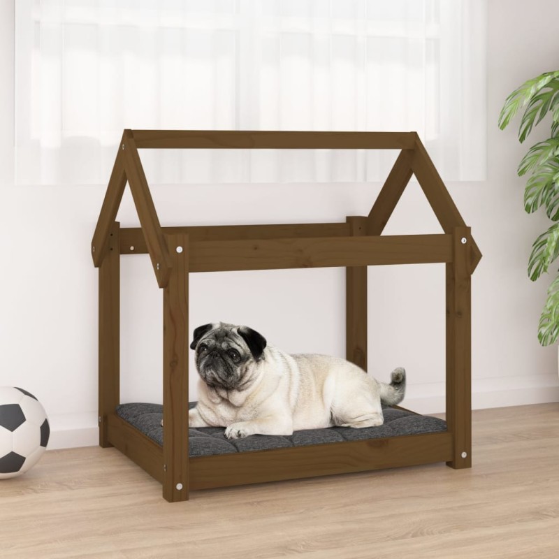 Cama para cães 71x55x70 cm pinho maciço castanho mel-Ninhos para cães-Home Retail