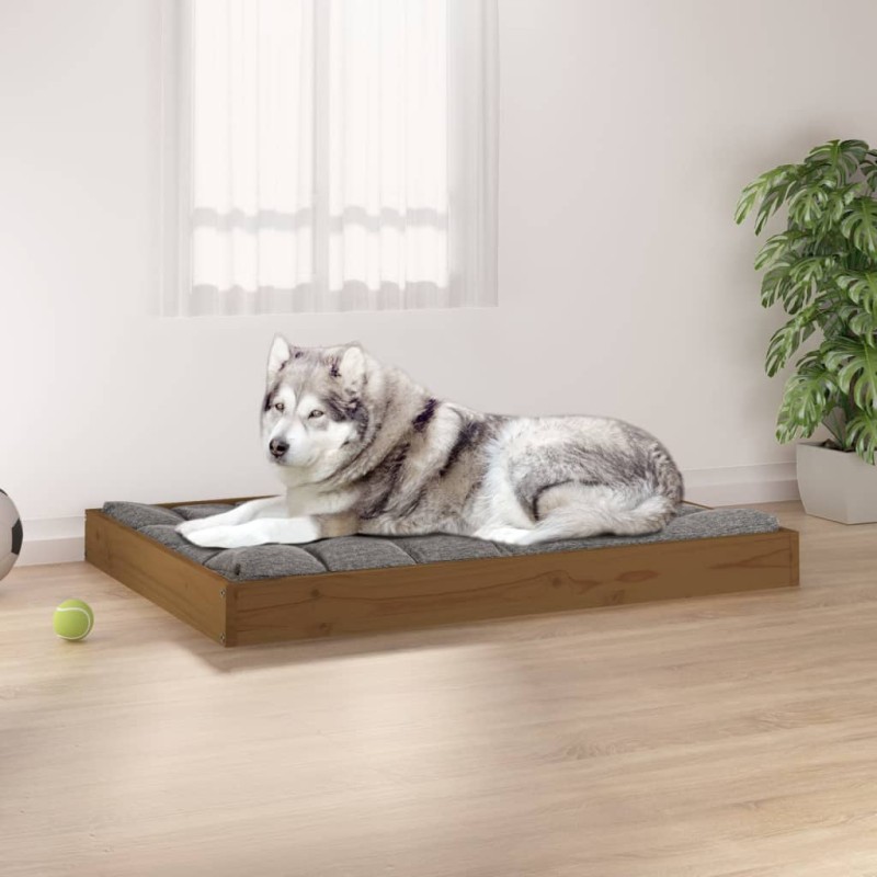 Cama para cães 101,5x74x9 cm pinho maciço castanho mel-Ninhos para cães-Home Retail