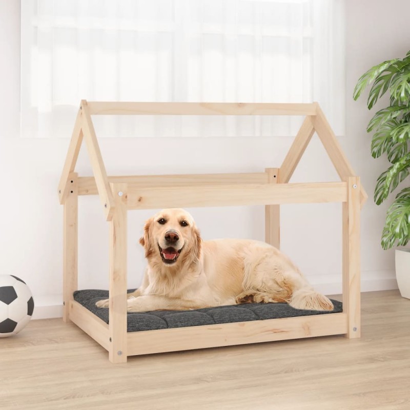 Cama para cães 81x60x70 cm madeira de pinho maciça-Ninhos para cães-Home Retail