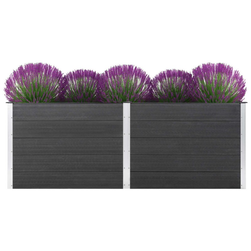 Canteiro elevado de jardim 250x100x91 cm WPC cinzento-Vasos e floreiras-Home Retail