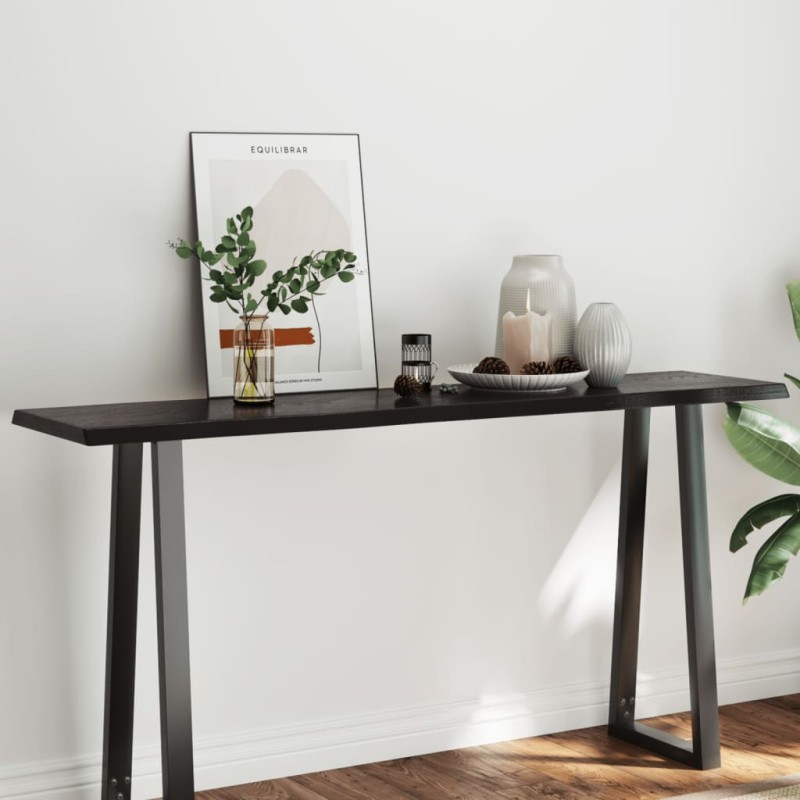 Tampo de mesa com bordas vivas maciço tratado castanho-escuro-Tampos de mesa-Home Retail